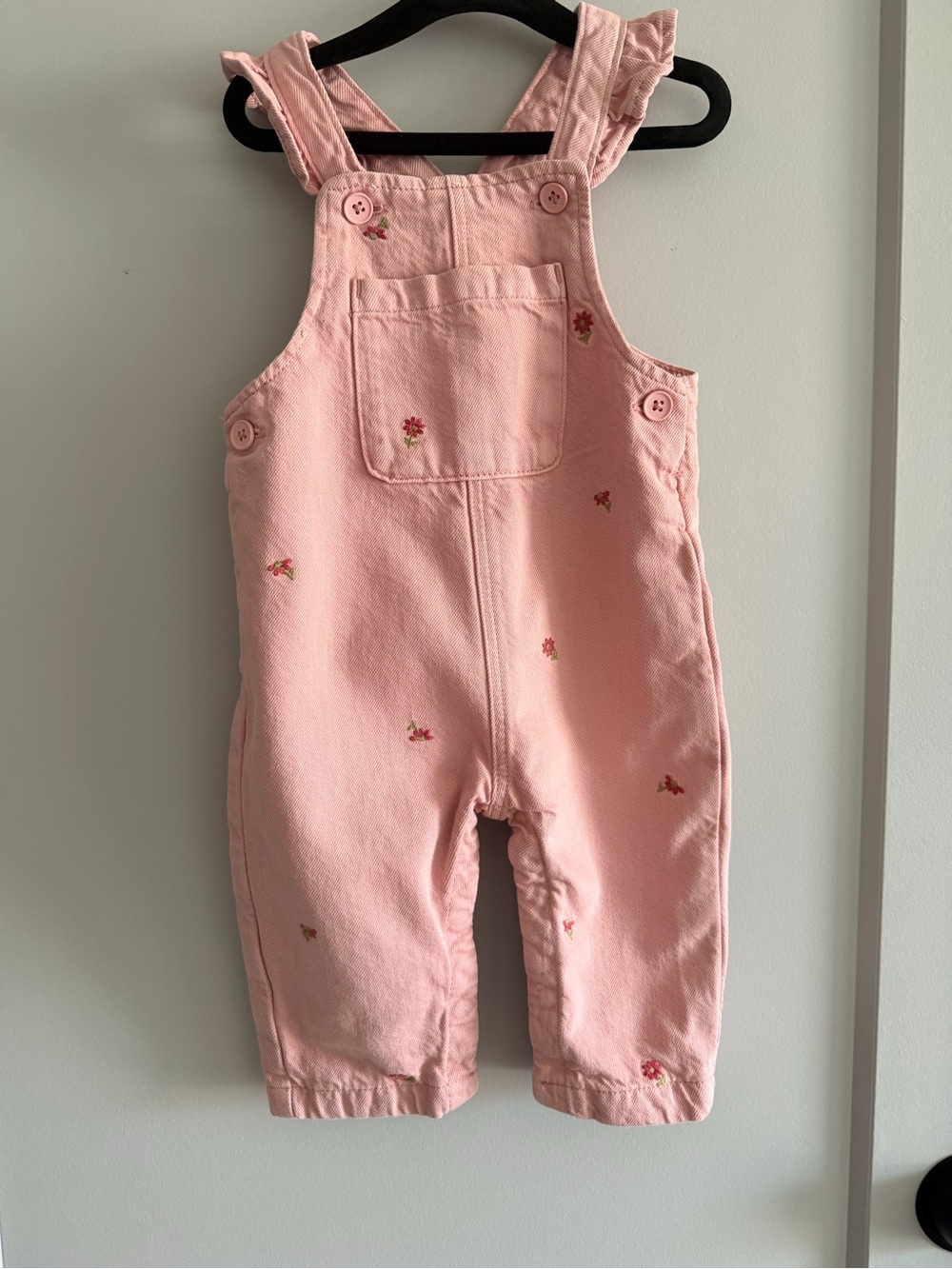 Zara Pink Embroidered Toddler Overalls